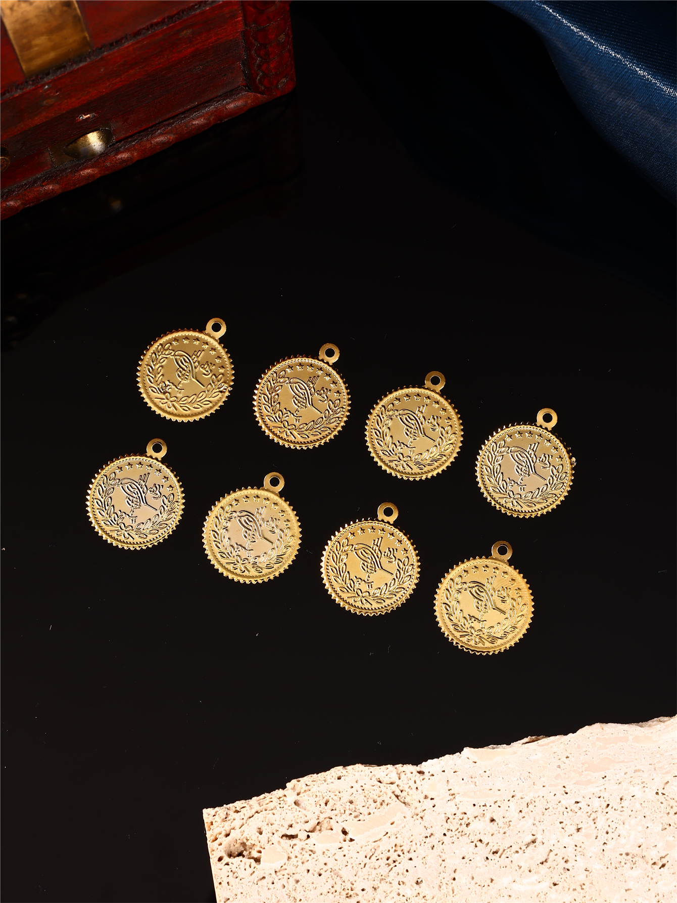 Vintage Jewelry Collection - Coin-Shaped Diy Handmade Accessories, Engraved Turkish