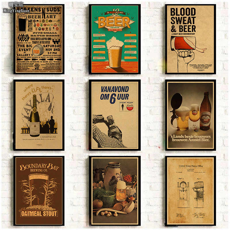 Vintage Collectible Posters - Vintage Beer Wine Drink Chart Collection