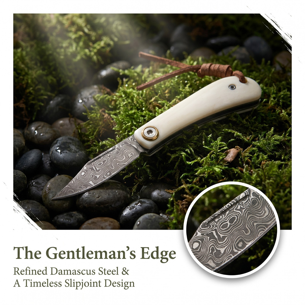Compact Vintage Damascus Foldi - Vintage Collectible Knives reseña y precio